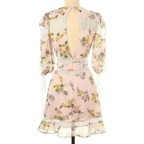 FOR LOVE & LEMONS Isadora Mini Dress Silk Lace Ruffle XS $334 - Picture 9 of 9